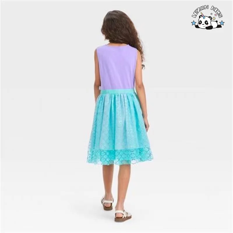 LEZONKIDS - Wholesale Customizable Princess Boutique Dress Sleeveless Cotton Mesh Sequin Girls Dress for 2-14T